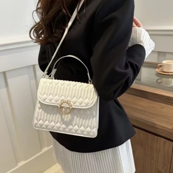 White Quilted Handbag - Picture 2 of 10